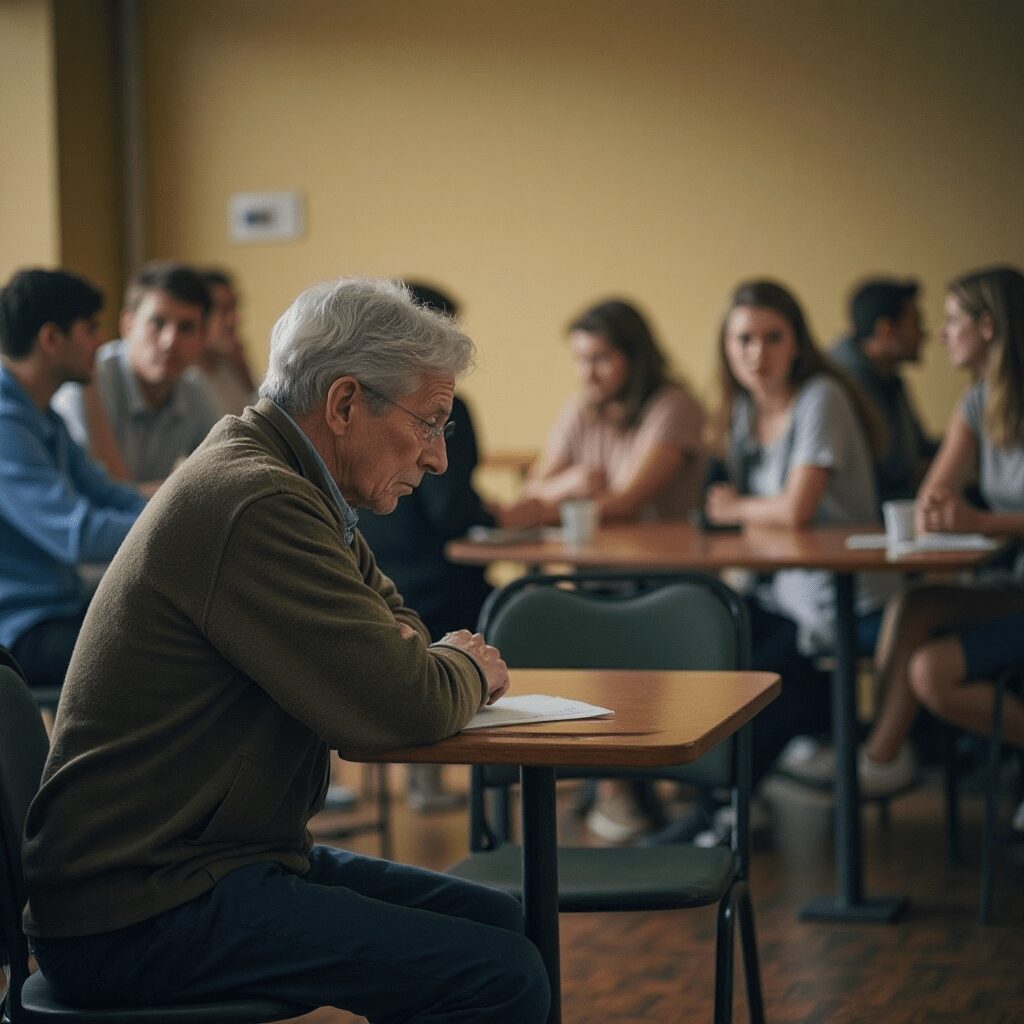 elderly person sitting alone