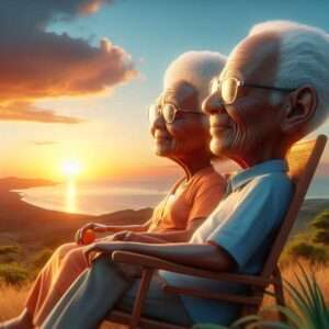 Elderly Couple Enjoying A Sunset