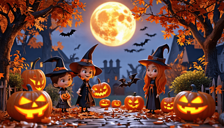 Create an image depicting the origin and modern celebration of Halloween, featuring a blend of ancient Celtic traditions like Samhain with contemporary ele