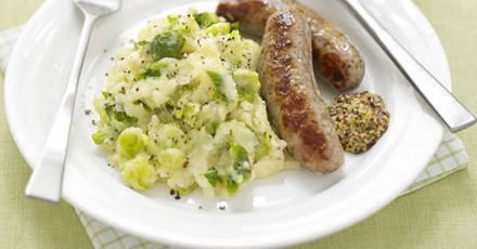 Sausages with winter veg mash