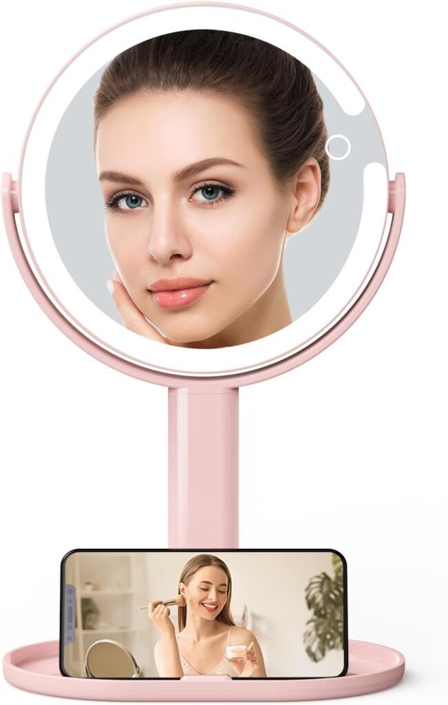 " Lighted Makeup Mirror, Rechargeable Double Sided Vanity M