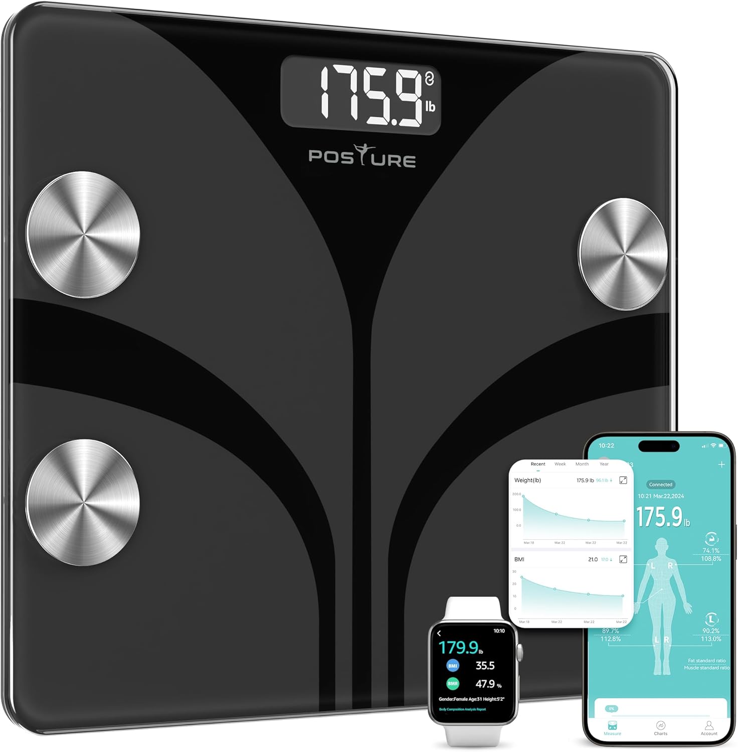 Posture Scale For Body Weight, Digital Bathroom Smart Scale