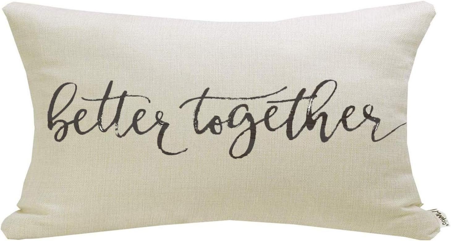 Meekio Farmhouse Pillow Covers with Better Together Quote