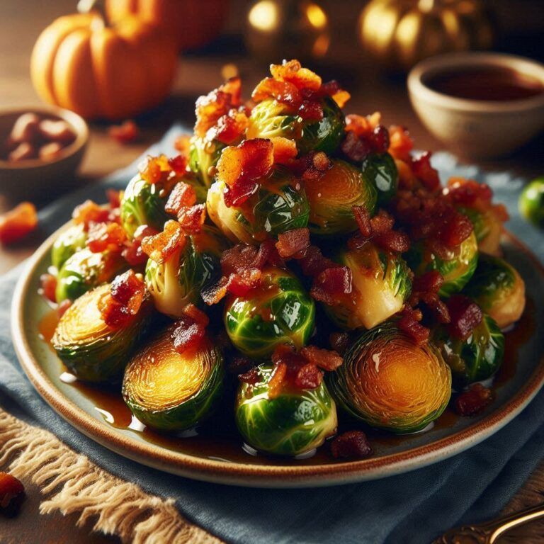 Savory Maple Glazed Brussels Sprouts with Bacon