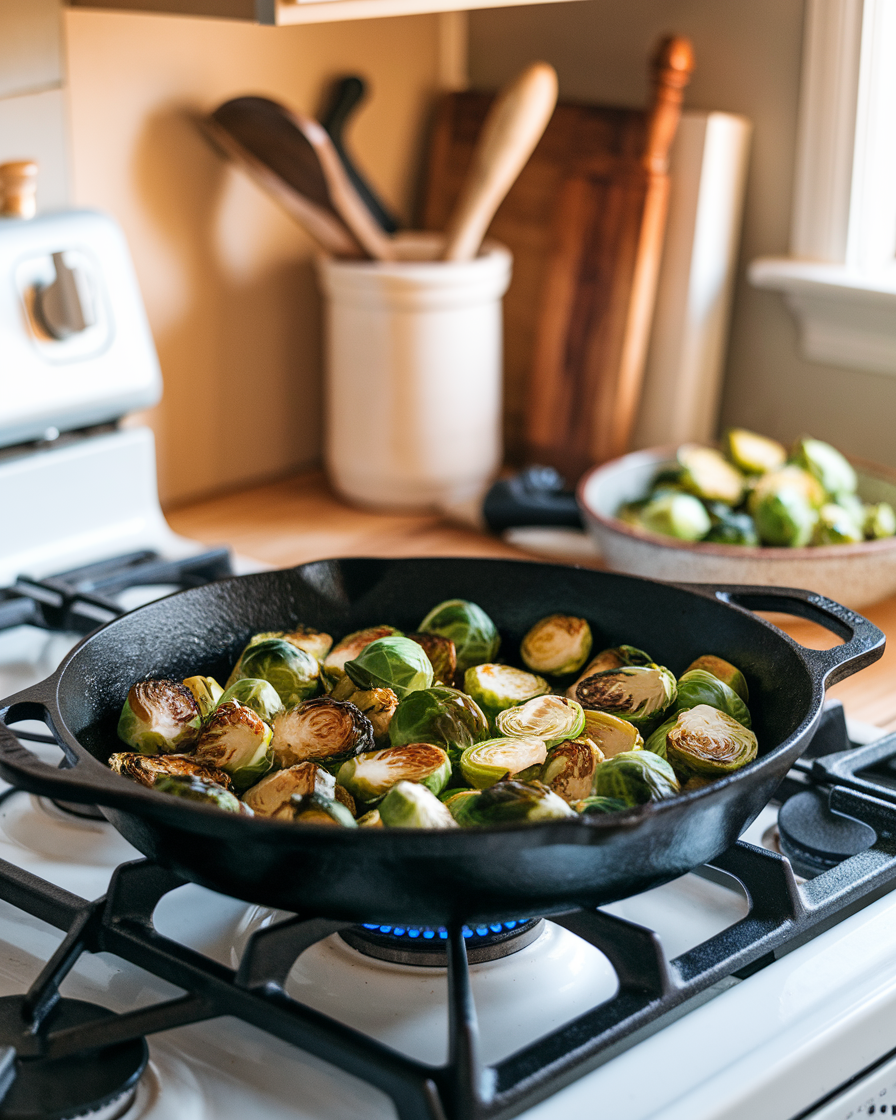 Savory Maple Glazed Brussels Sprouts with Bacon