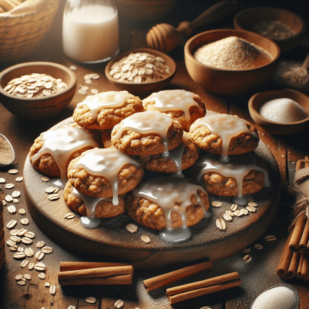 Chewy Homemade Iced Oatmeal Cookies