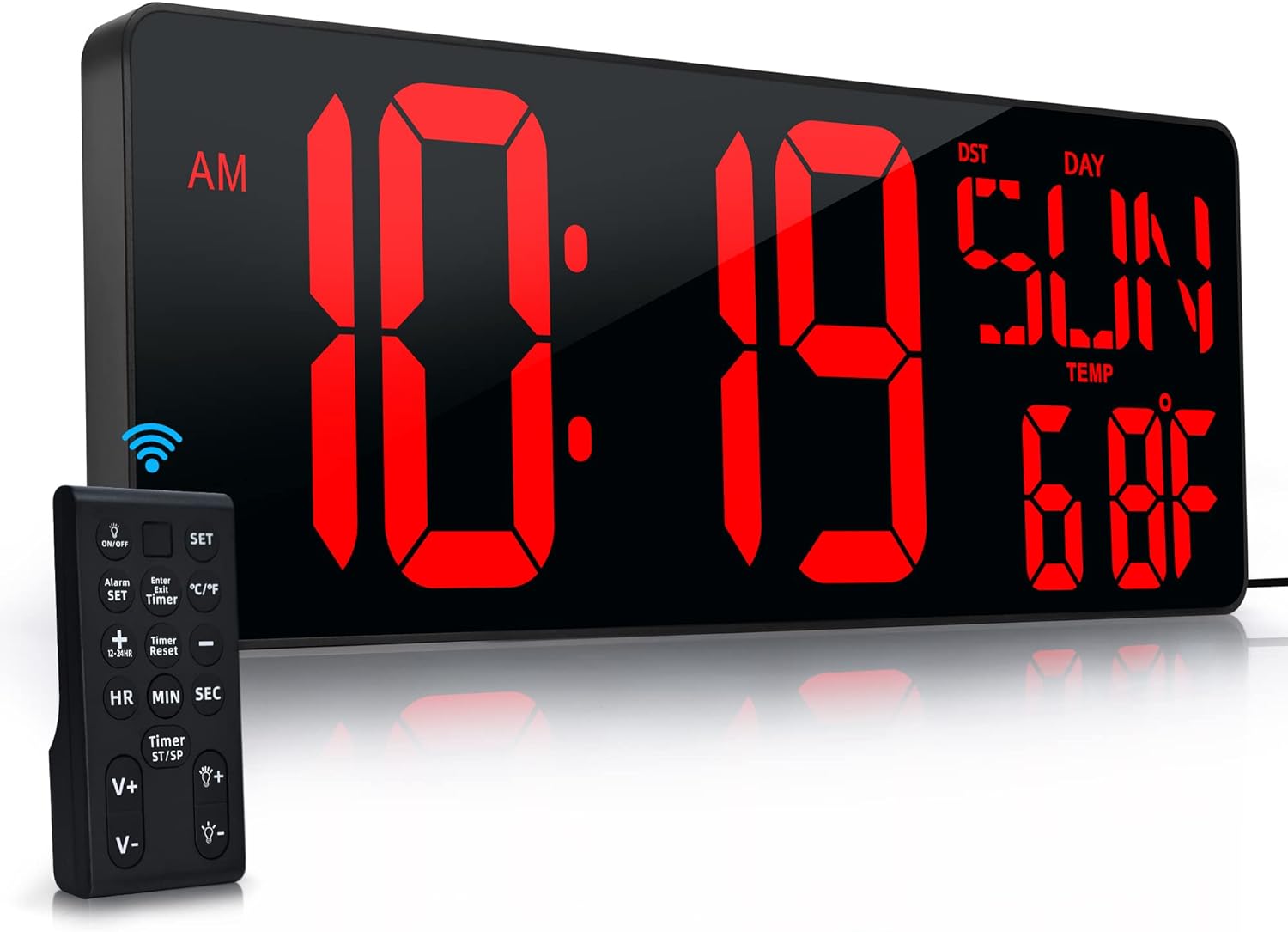 Large Digital Wall Clock with Remote Control " LED Large