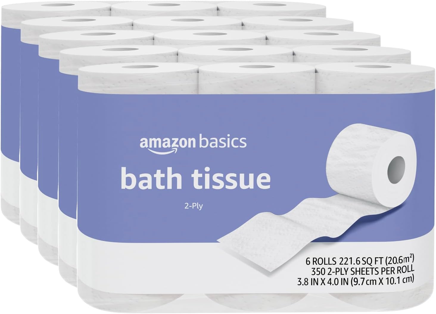 Amazon Basics Ply Toilet Paper, Rolls = Regular