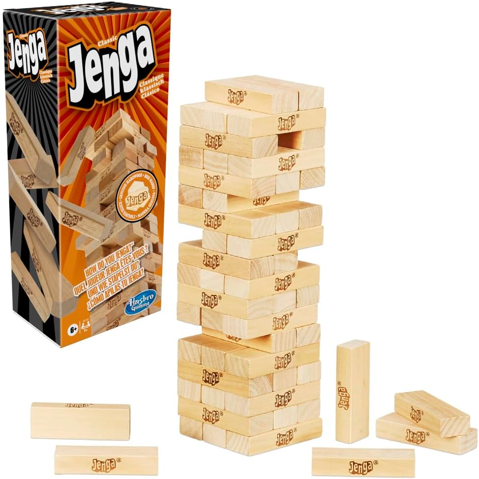 Hasbro Gaming Jenga Classic Game with Genuine Hardwood Block