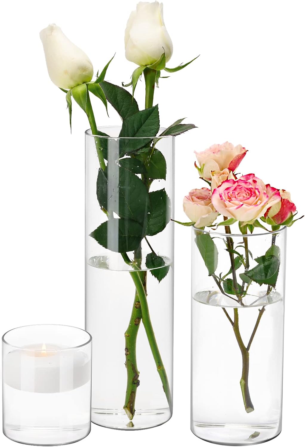 CUCUMI Cylinder Vases for Centerpieces pcs Different Sizes