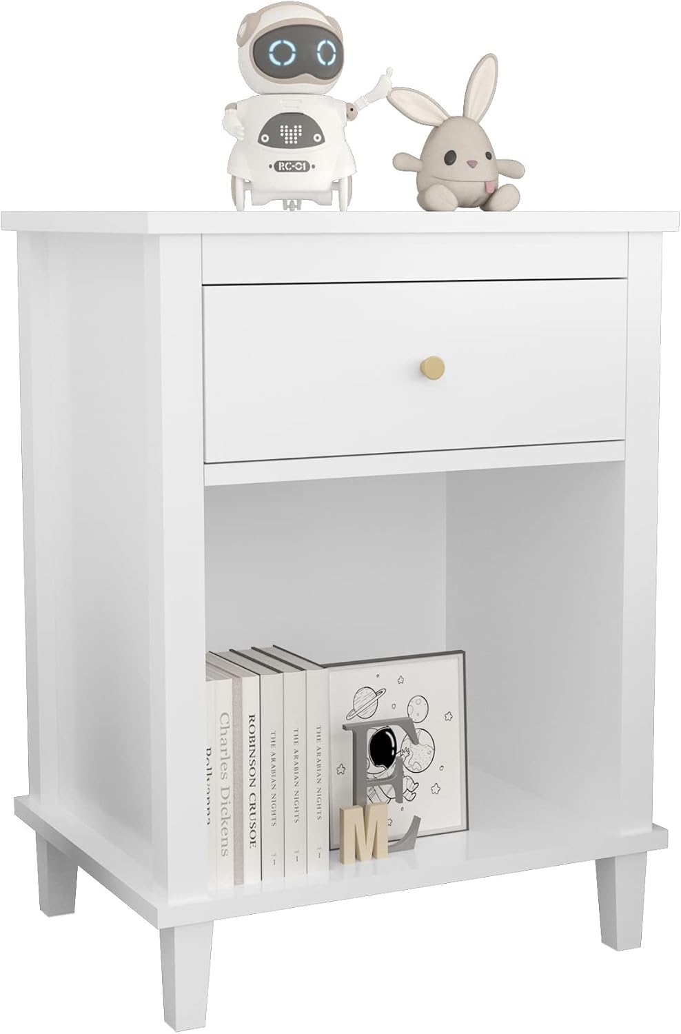 Nightstand with Drawer, Inch Bedside Furniture with