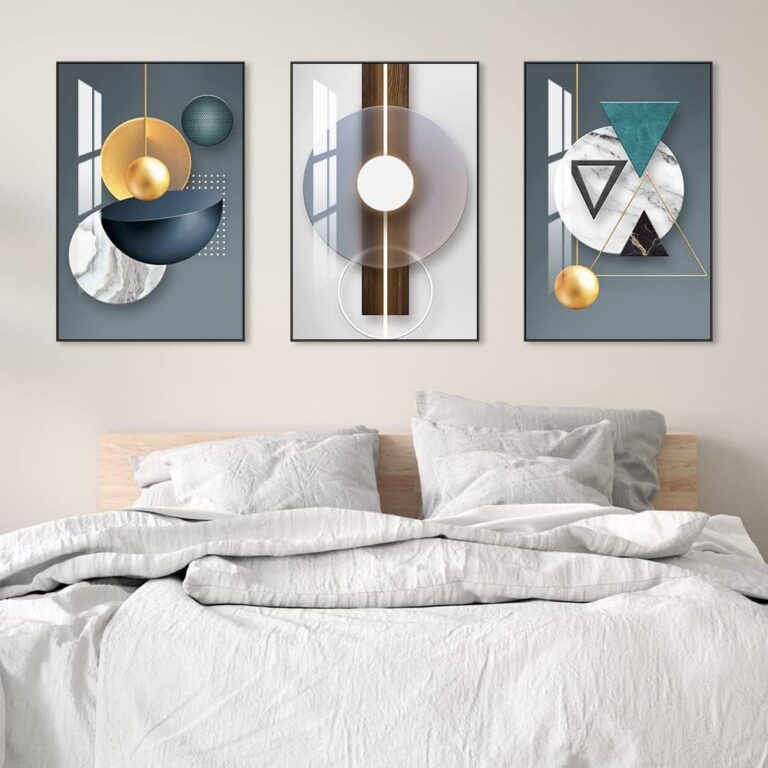 ARTKN Pieces Abstract Framed Canvas Wall Art, Geometry Art