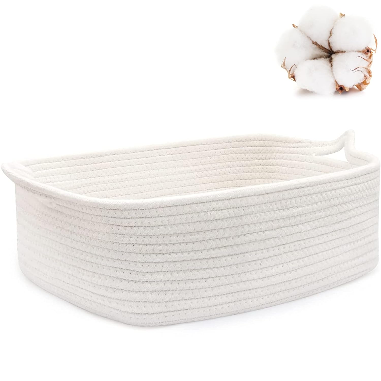 ABenkle Rope Basket, Small Storage Gift Basket, Rectangle Un