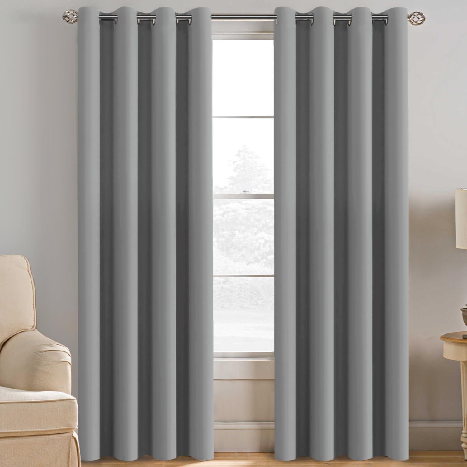 H VERSAILTEX Grey Blackout Curtains for Bedroom Thermal Insu