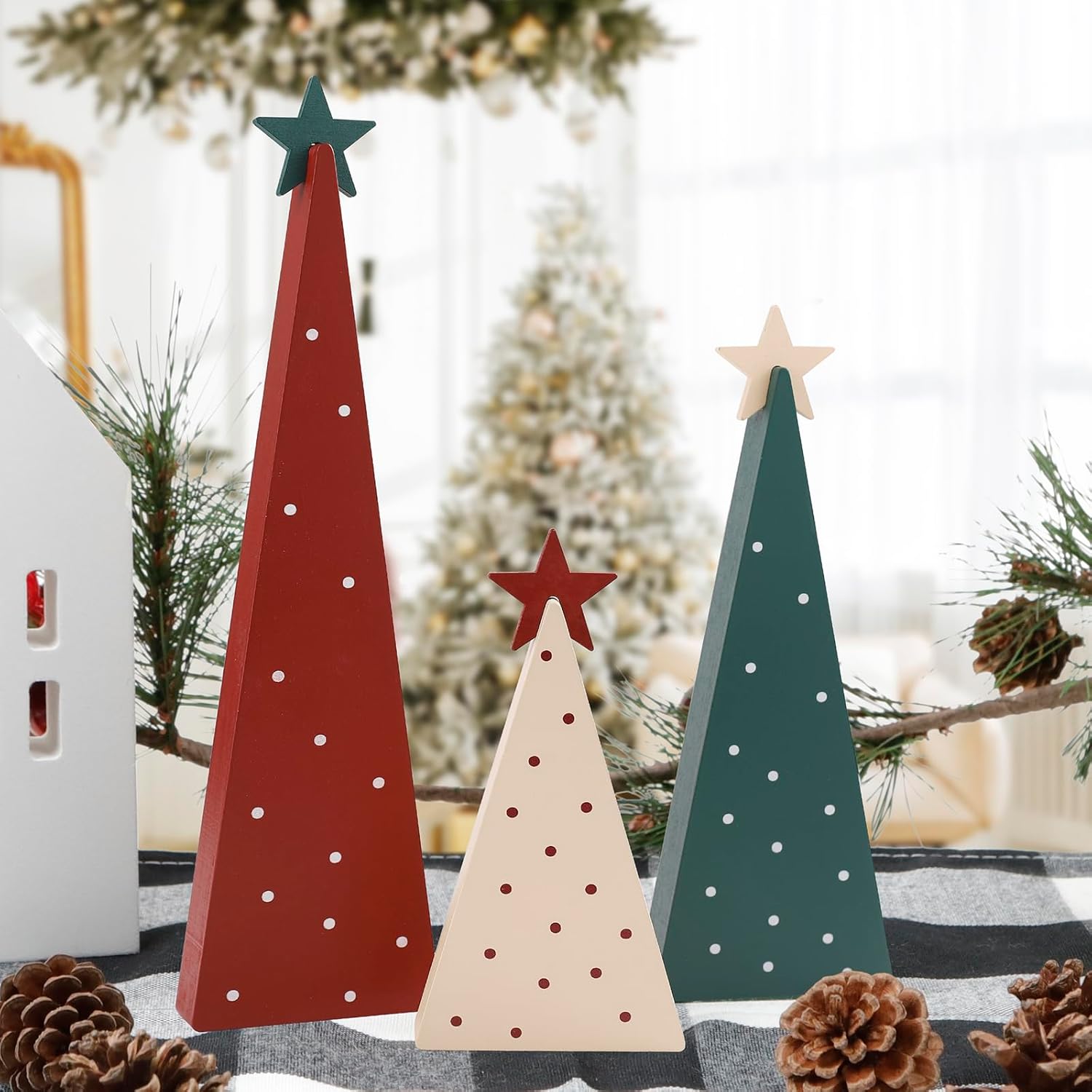 FestalMart Christmas Decorations Three Sizes Wooden Christma