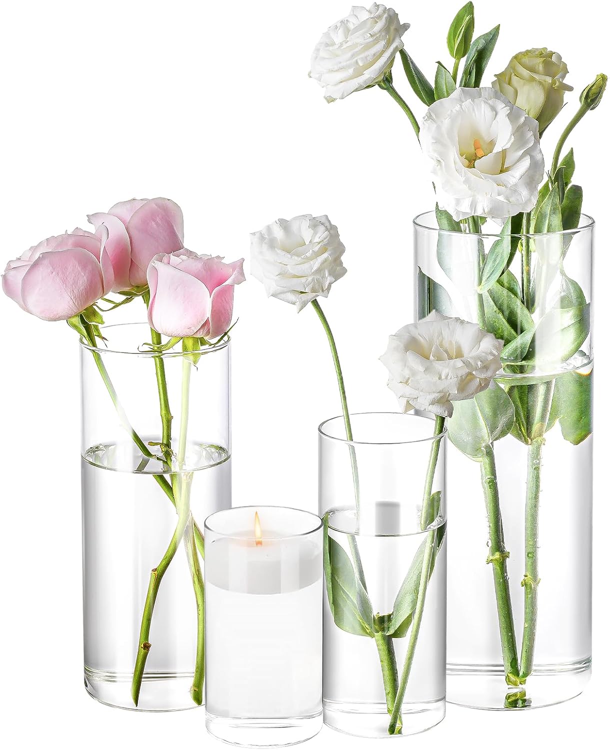 Pack Glass Cylinder Vases ,,, Inch Tall Clear Flower