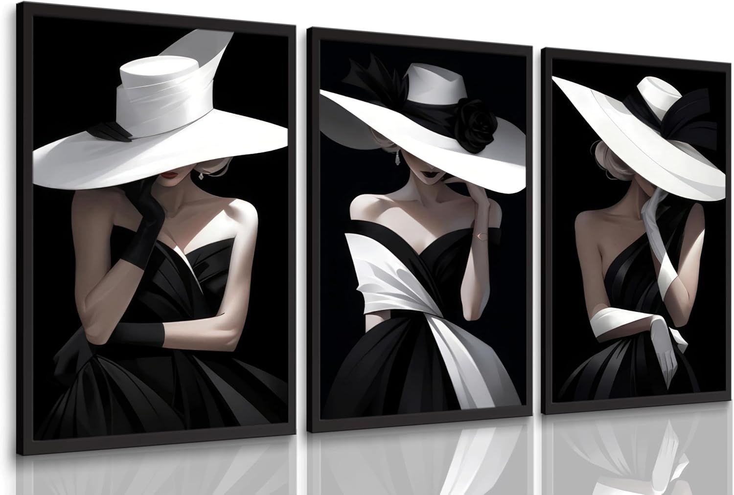 Pcs Fashion Woman Portrait Wall Art Elegant Girl Canvas