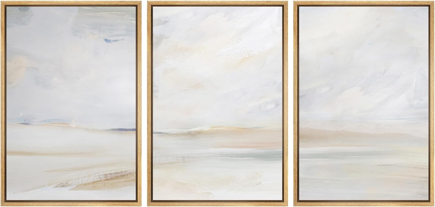 Framed Canvas Print Wall Art Set Watercolor Pastel Misty San