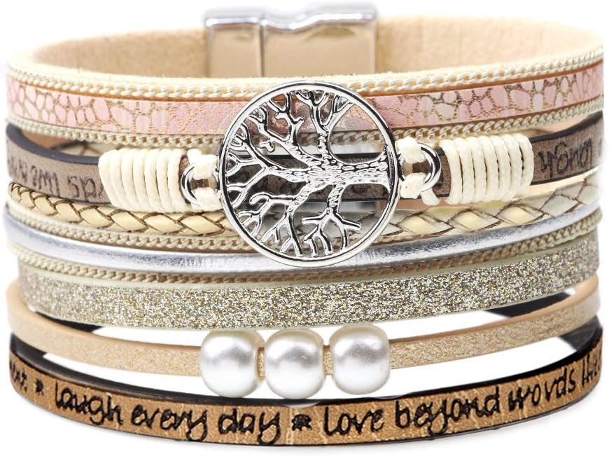 Inspirational Tree of Life Leather Bracelets for Women,Birth