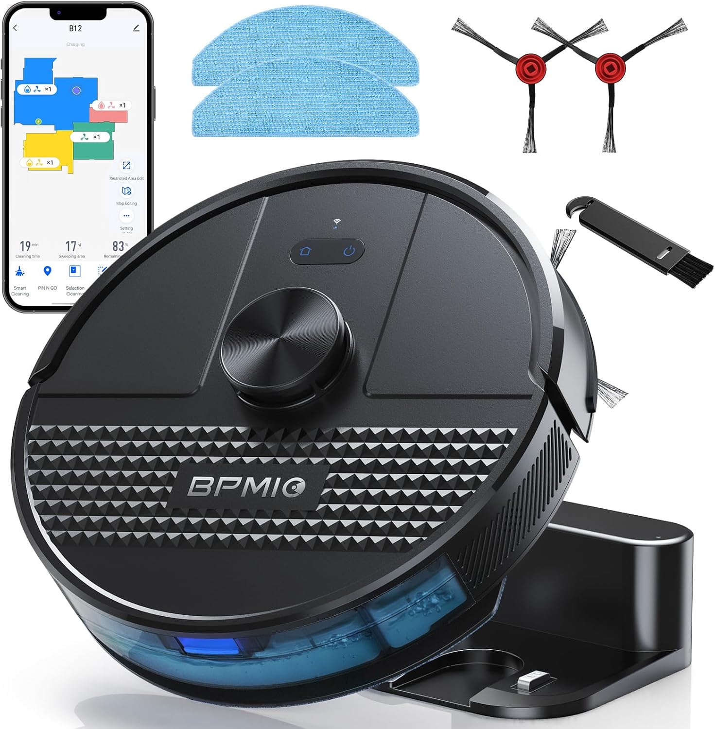 BPMIO Robot Vacuum and Mop Combo Pa Max Suction with