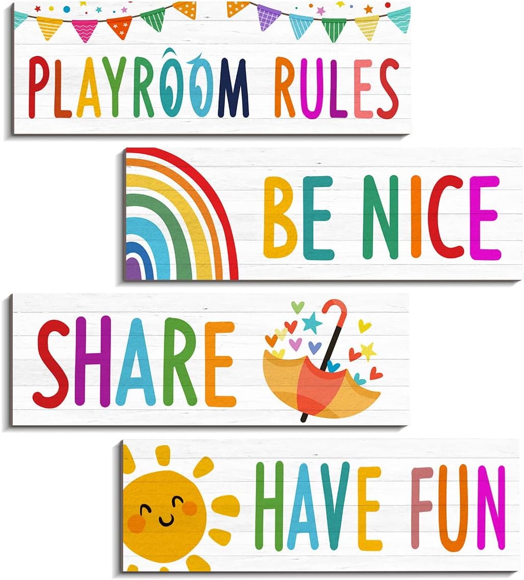 Pcs Playroom Sign Kids Playroom Wall Decor Playroom Rules