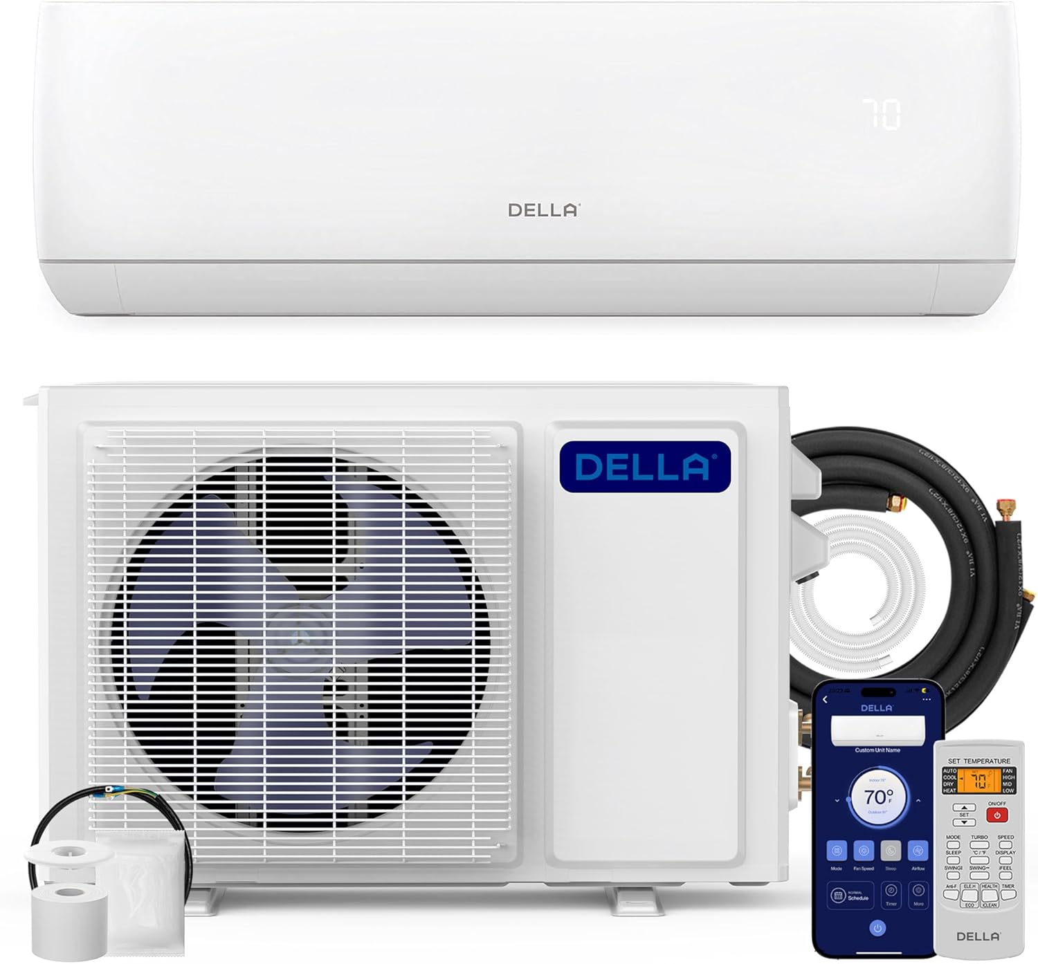 DELLA Motto Series Mini Split AC BTU Works with