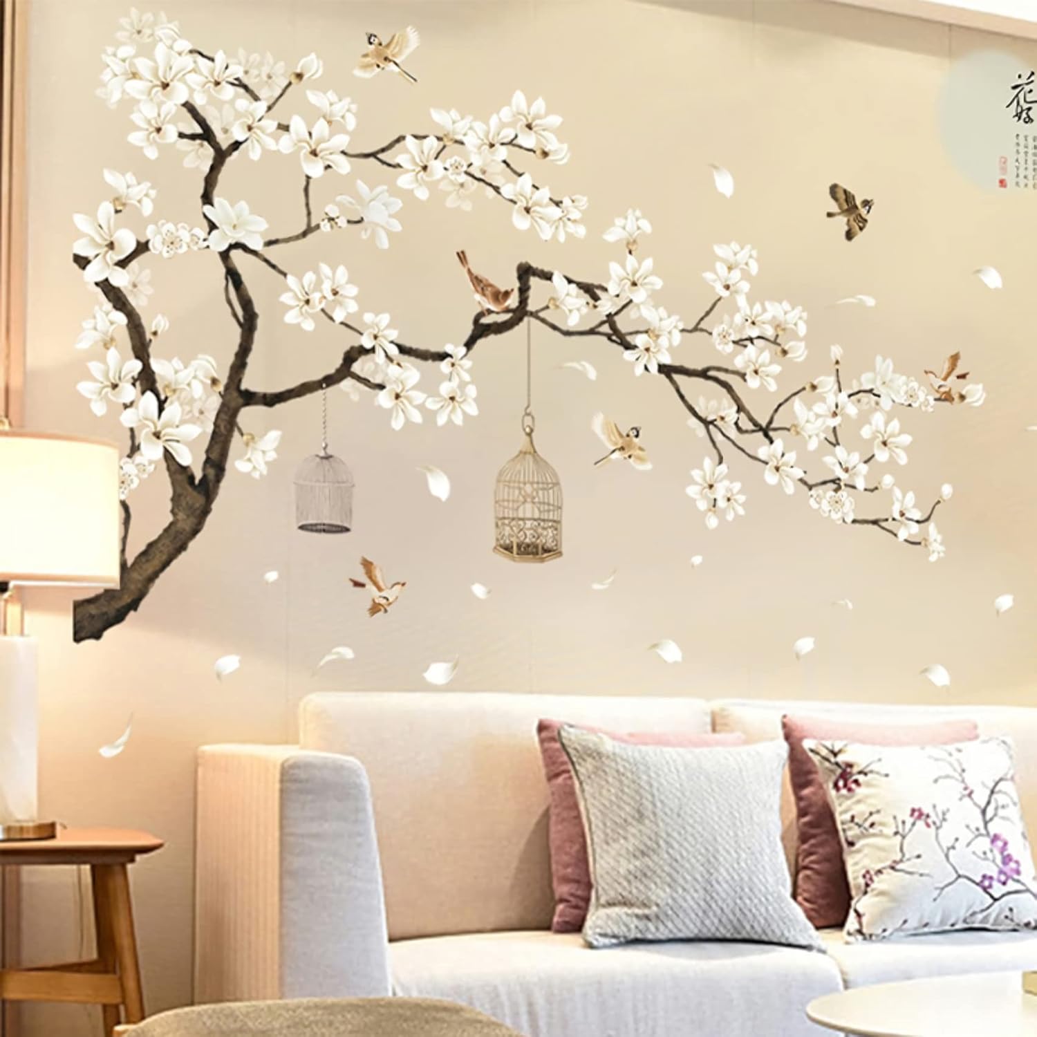 BWCXXZH Large White Flower Wall Stickers, "x" Removable