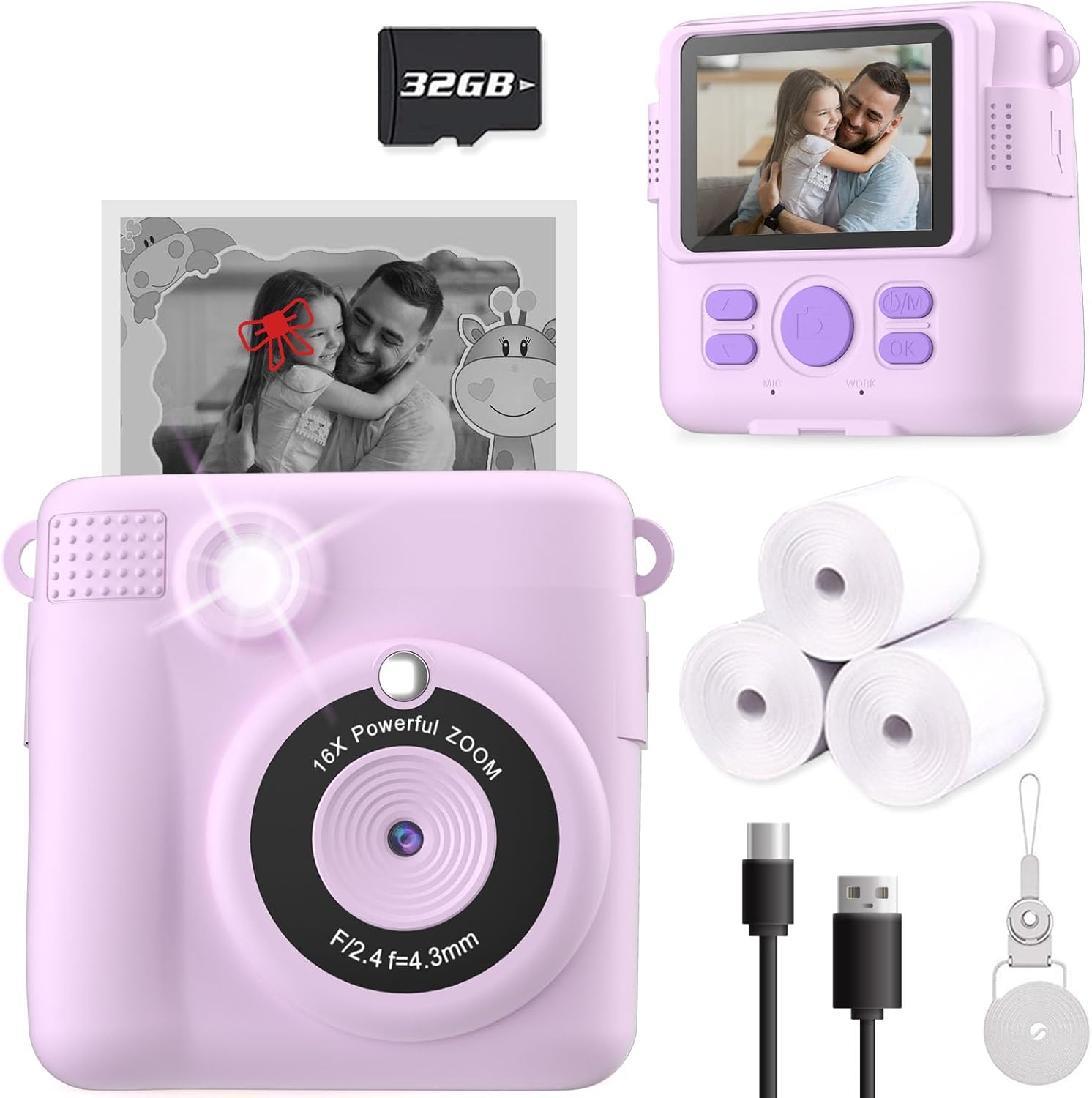 Instant Print Camera for Kids, Christmas Birthday Gifts for