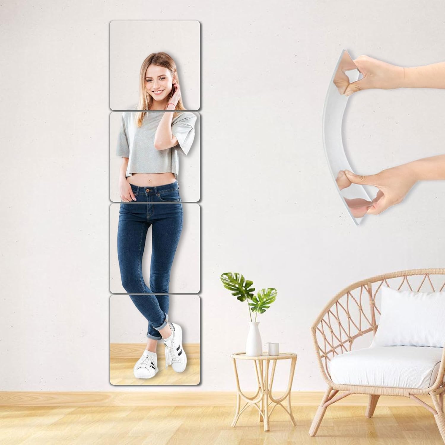 Unbreakable Wall Mirror Full Length Mirror Tiles, Pcs x