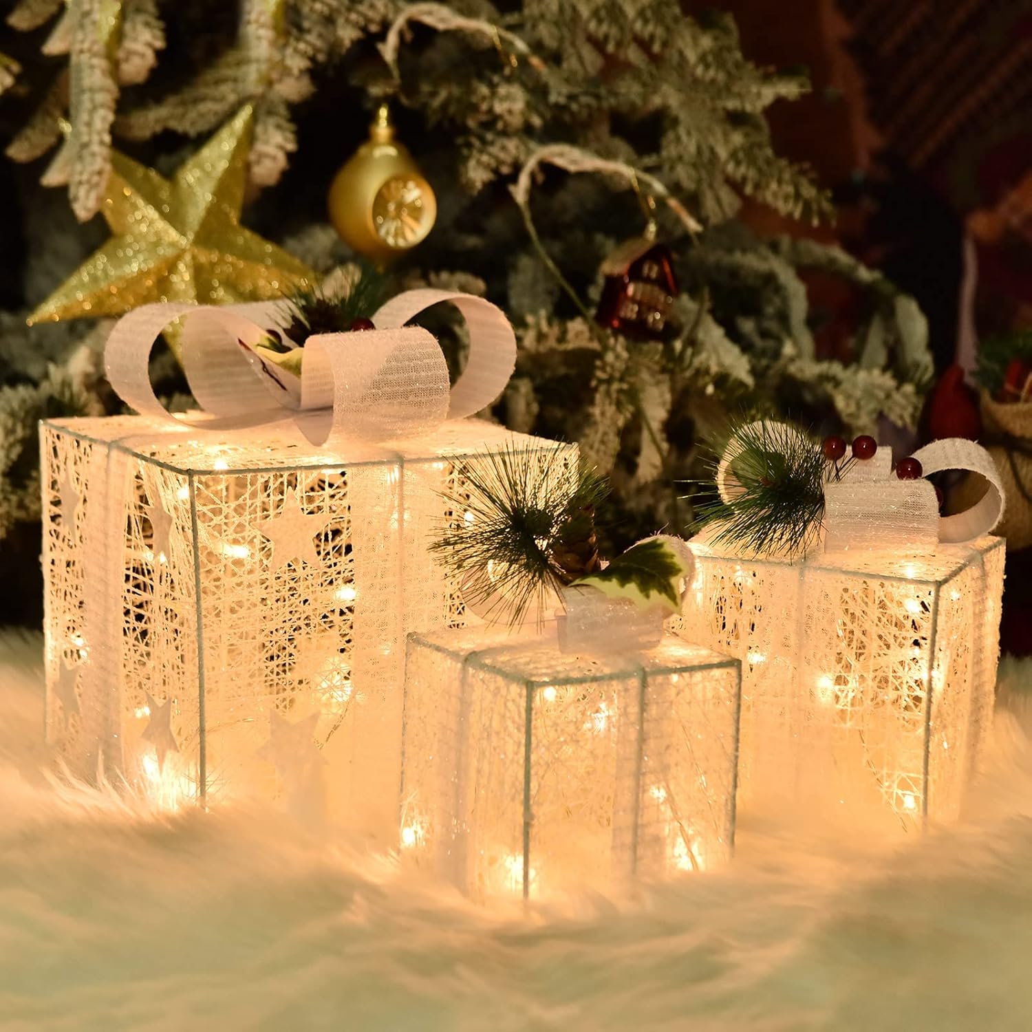 Christmas Lighted Gift Boxes, Set of Christmas Decorations