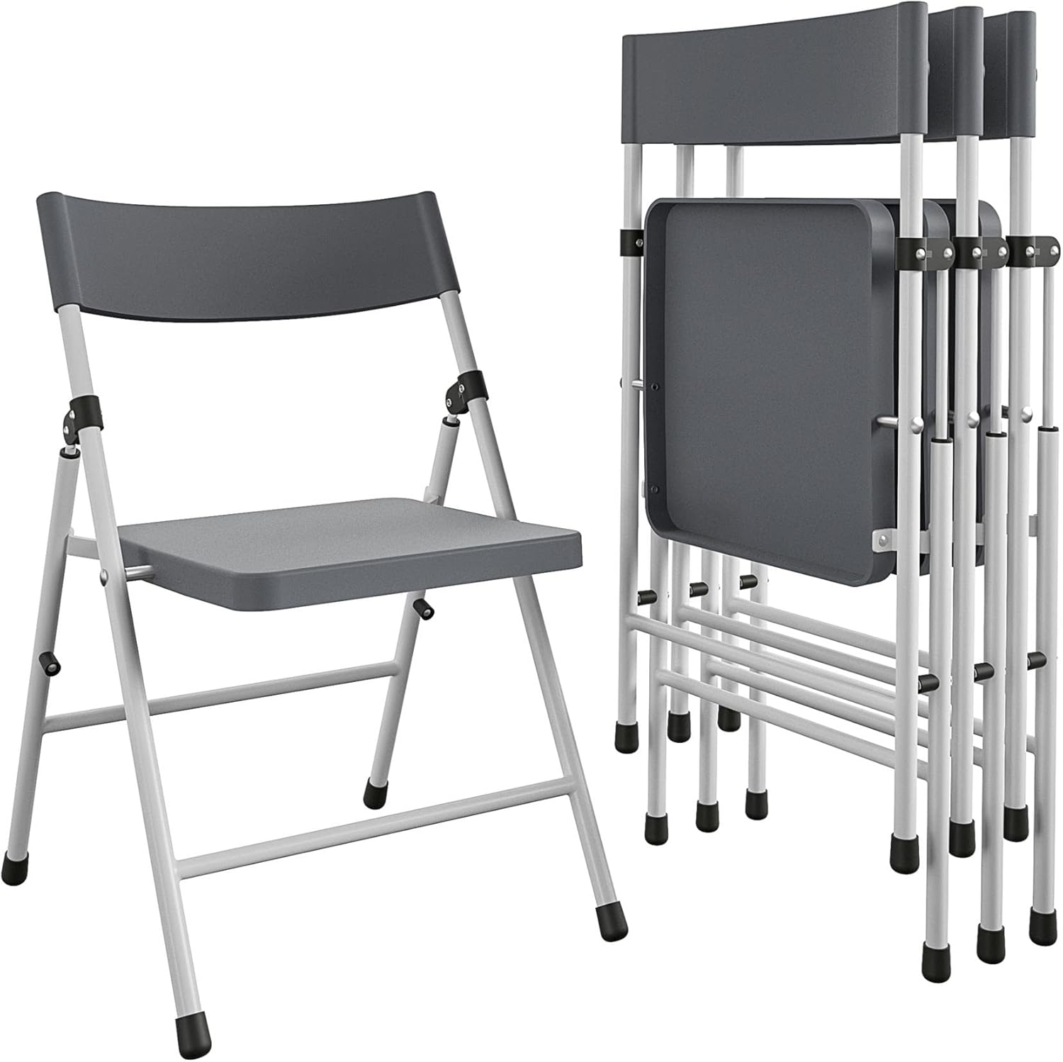 COSCO Kid's Pinch Free Resin Folding Chair, Gray & White,(Pa