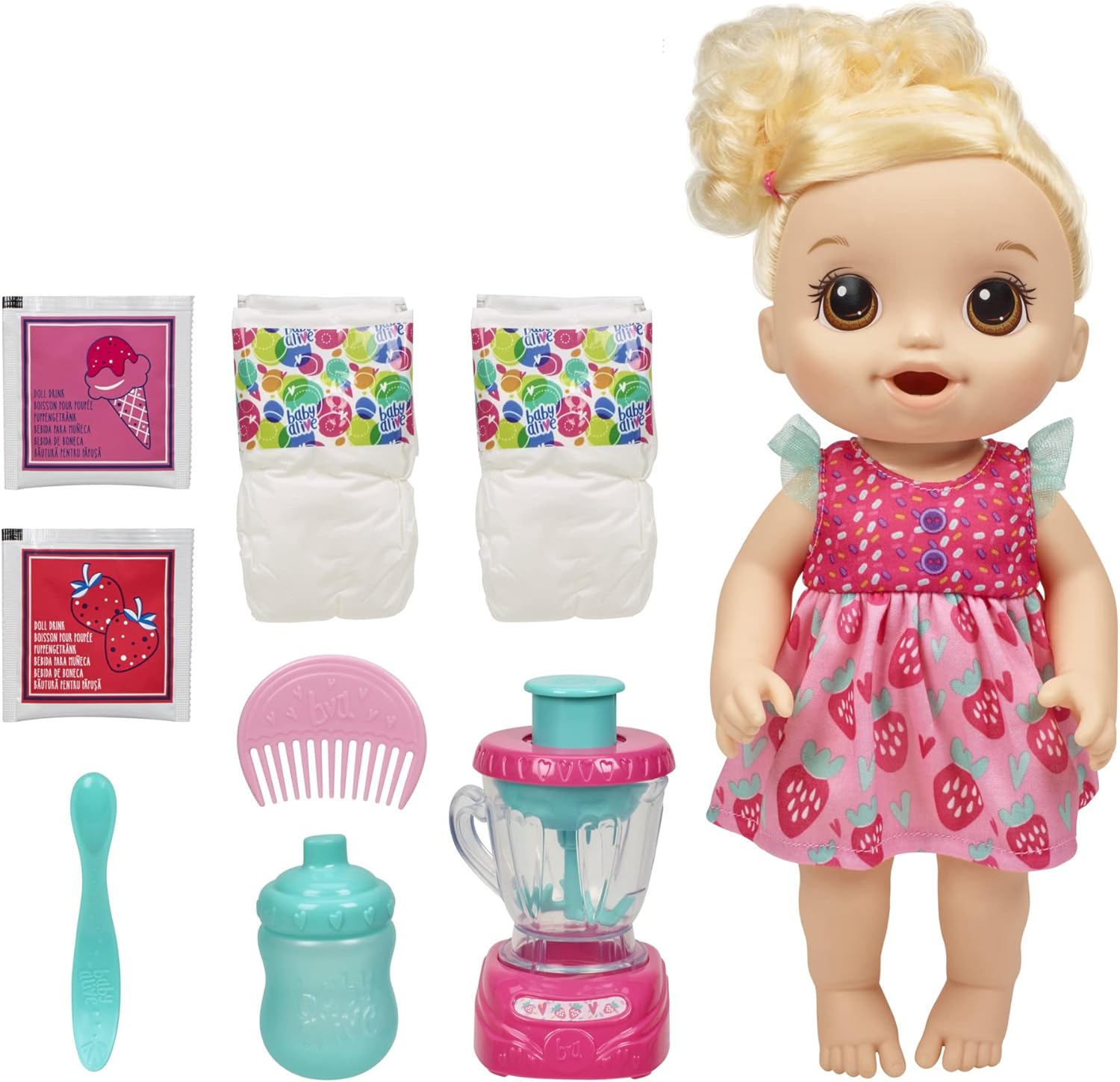 Baby Alive Magical Mixer Baby Doll, Strawberry Shake, Doll w