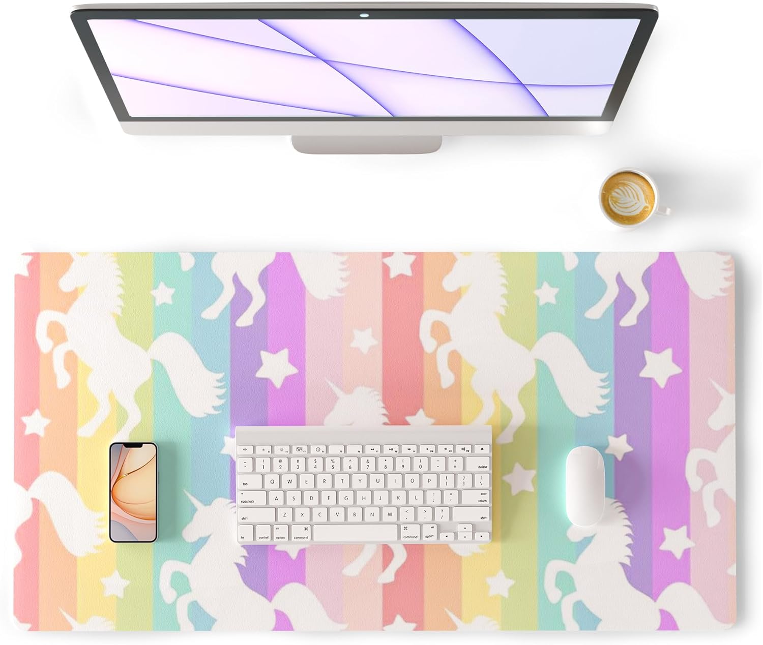 Unicorn Desk Pad Leather Desk Mat for Girls Women Cute