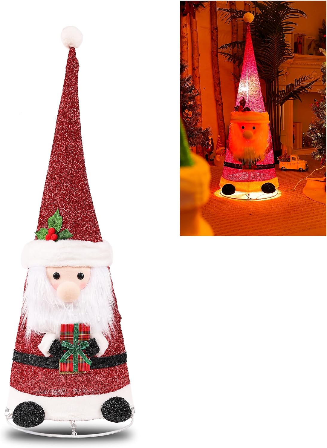 INCH Christmas Decor, Santa Claus Ornament with LED Lights