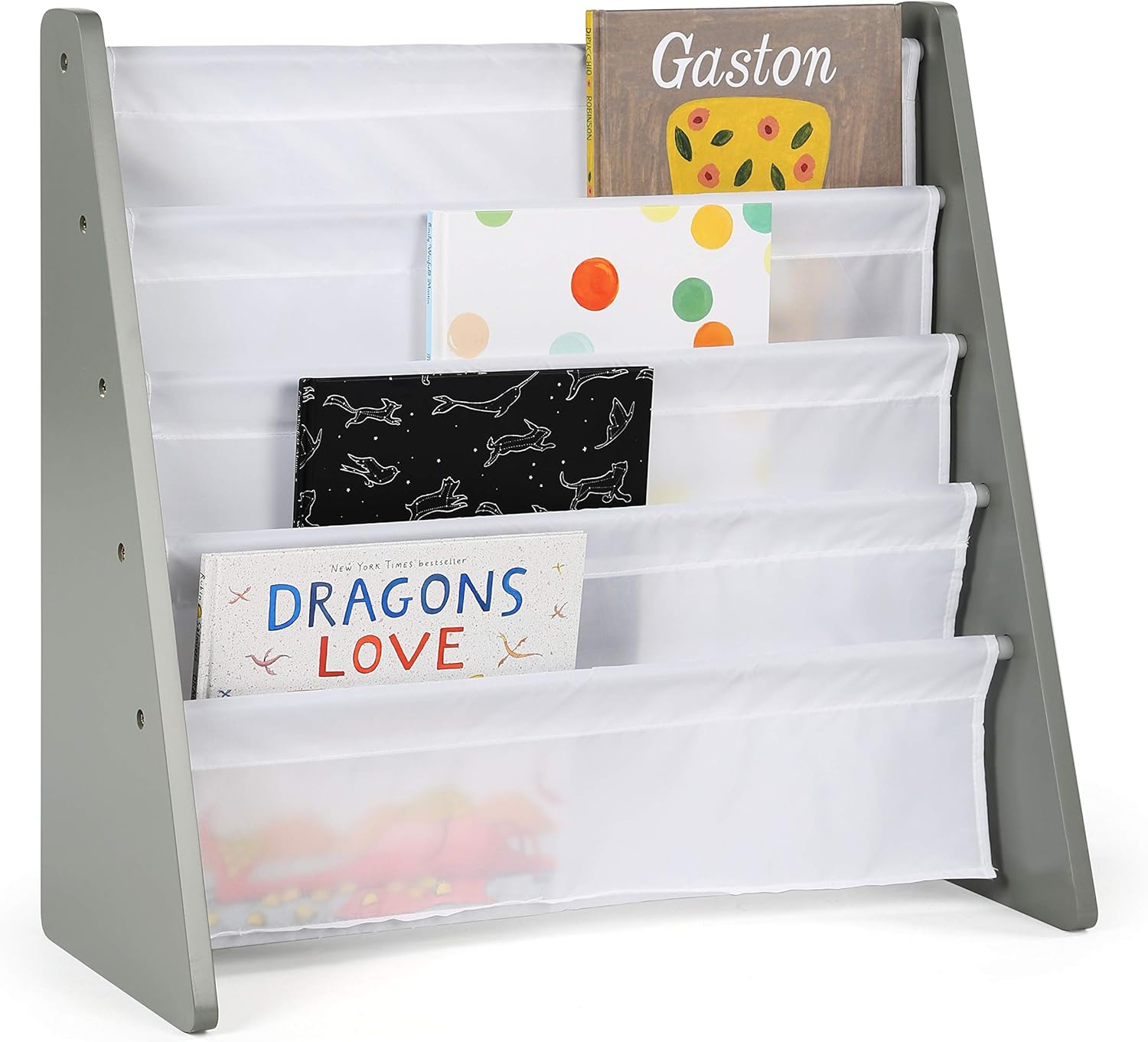 Humble Crew, Grey/White Kids Book Rack Storage Bookshelf,