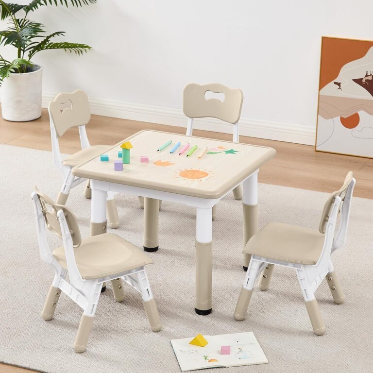 Kids Table and Chairs, Height Adjustable Toddler Table and