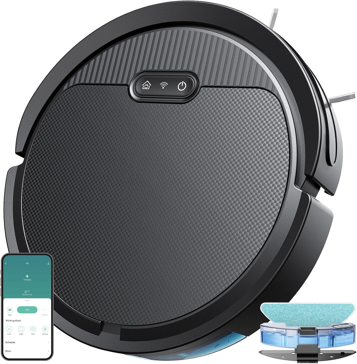 V Robot Vacuum and Mop Combo,Self Charging,pa Strong Su