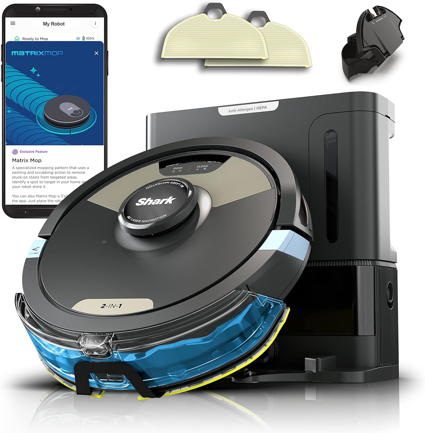 Shark Robot Vacuum & Mop Combo, Powerful Suction, Matrix Plu