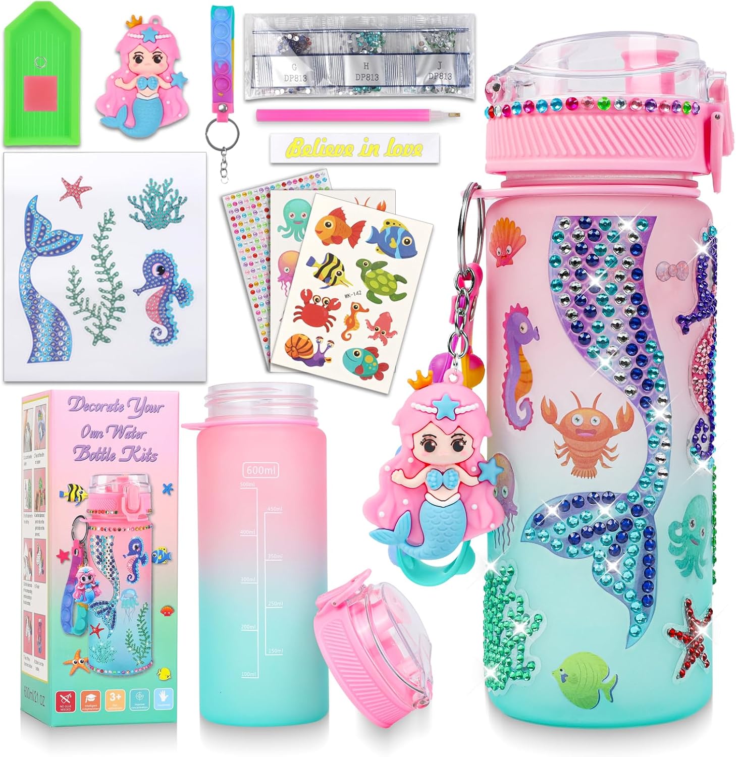 Decorate Your Own Water Bottle Kits for Girls