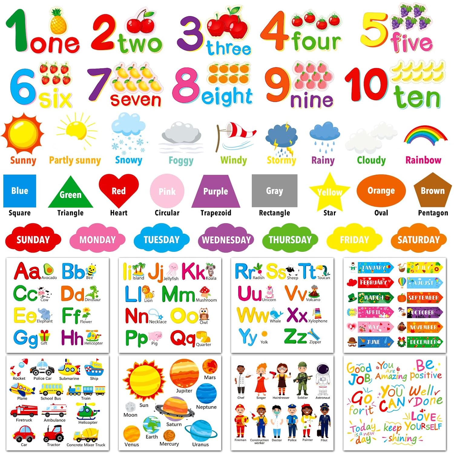 Alphabet Numbers Wall Decals Sheets Color Weather Learnin