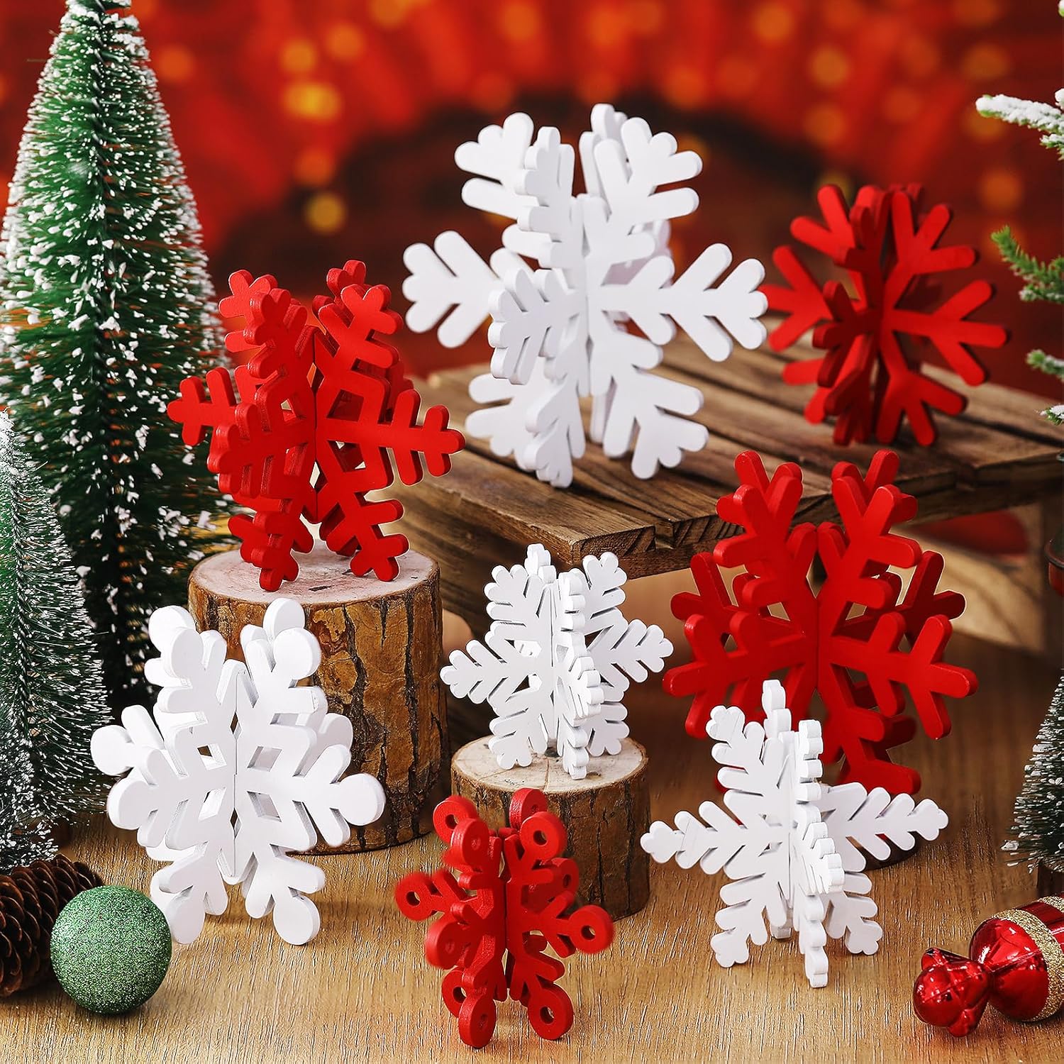 Wenqik Pcs Winter Wooden Snowflake Decor Christmas Winter