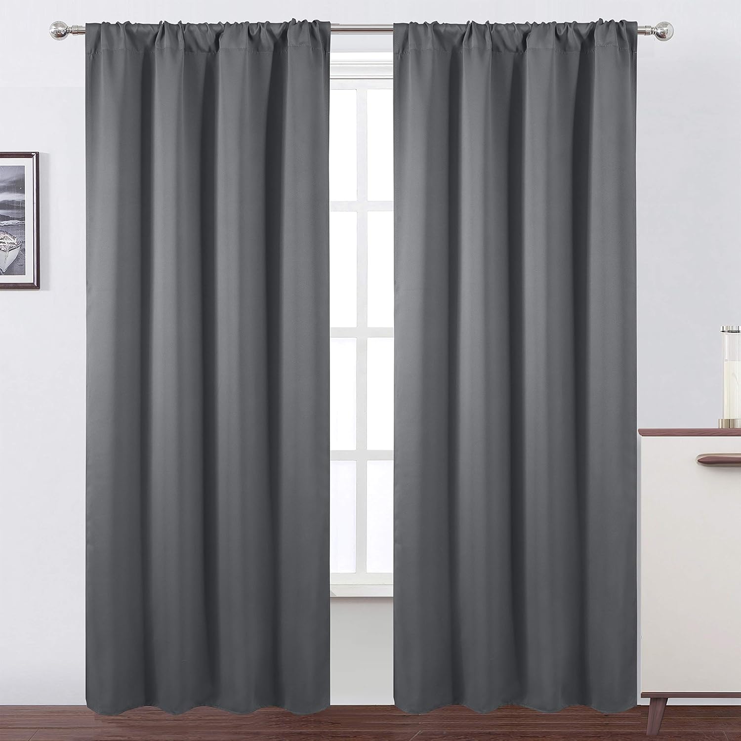 LEMOMO Grey Blackout Curtains/ x Inch/Set of Panels