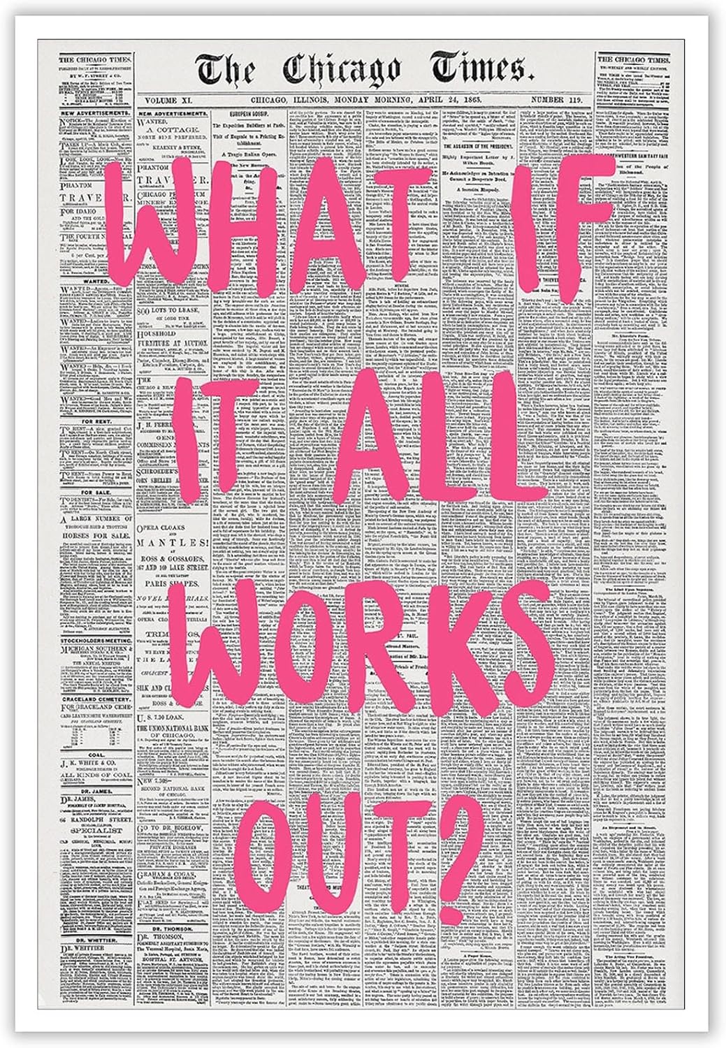 Liyark Retro Trendy Newspaper Canvas Wall Art What If All