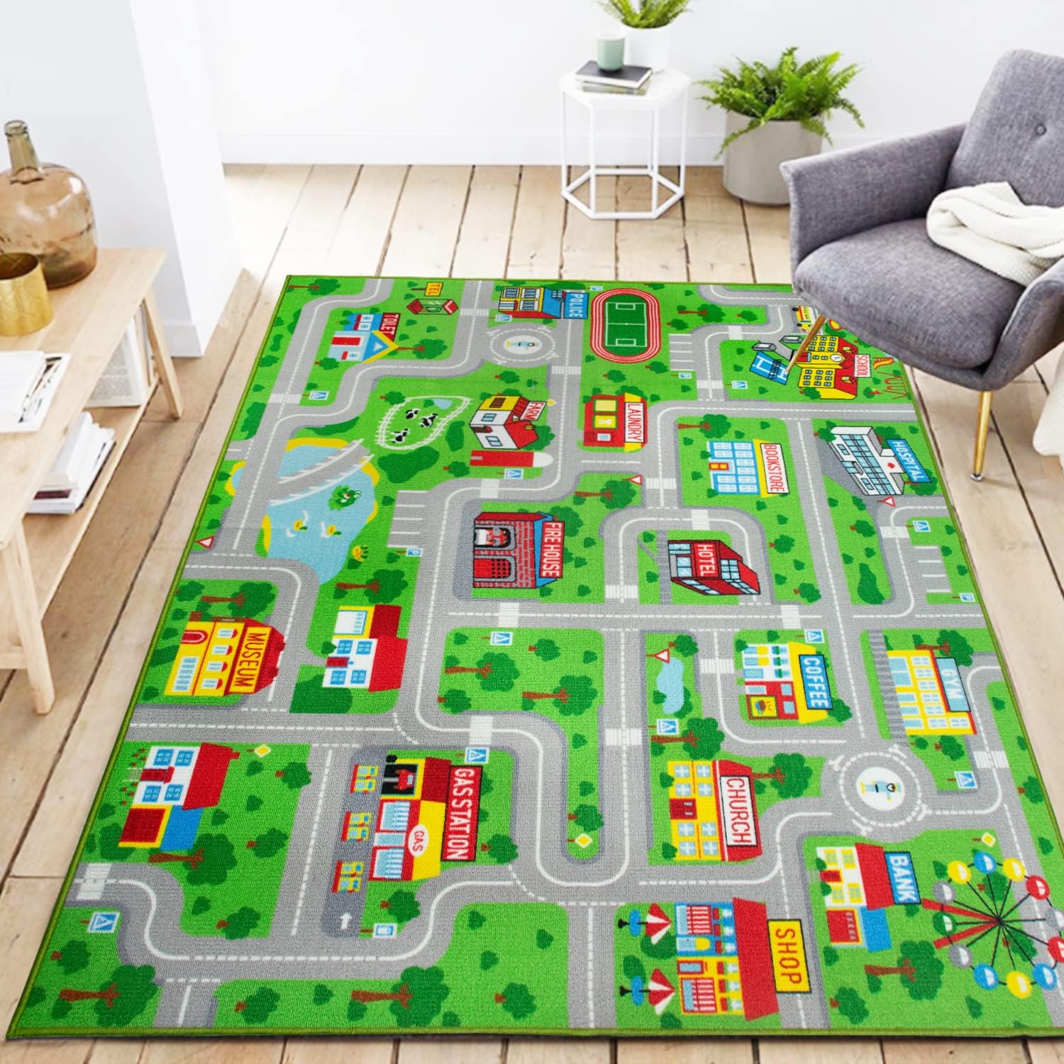 Yincimar Kids Carpet Playmat Car Play Rug City Life Traffic