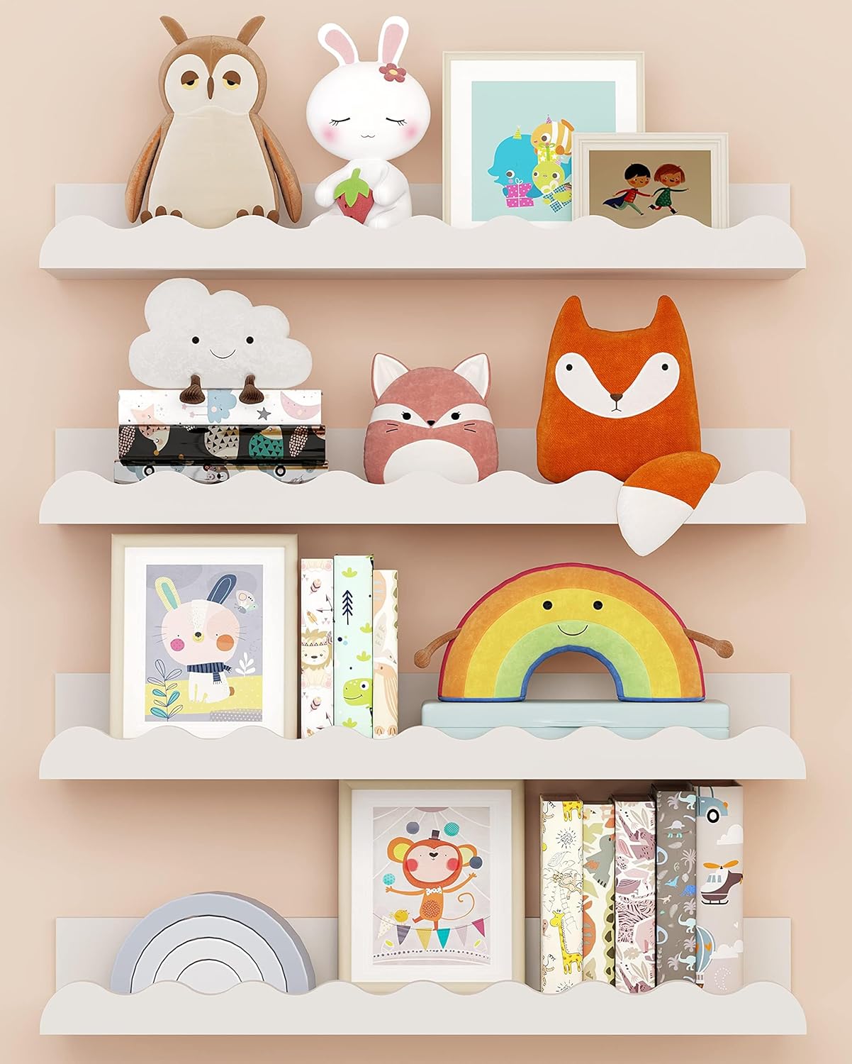 Kids' Bookshelf Set of White Floating Nursery Book