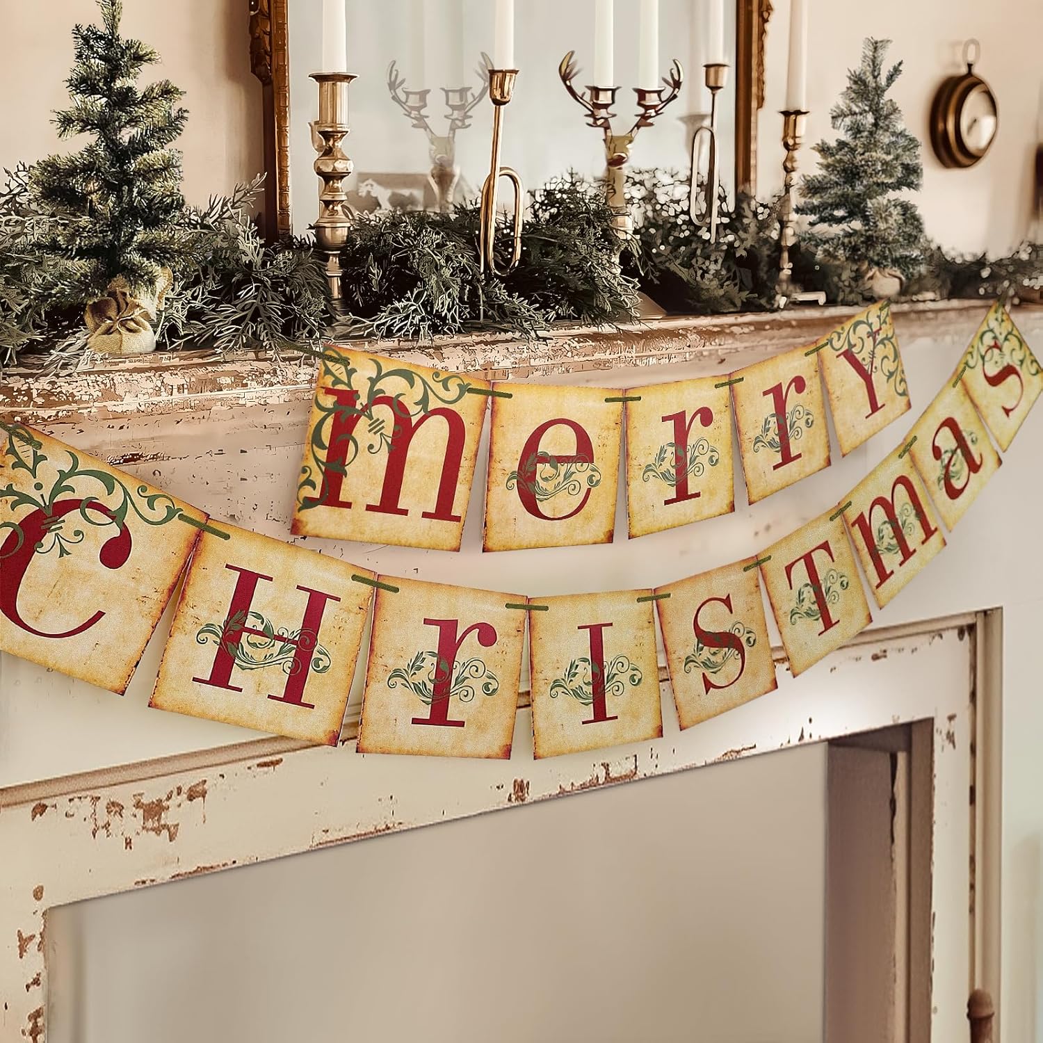 Christmas Decorations Vintage Merry Christmas Banner Ret