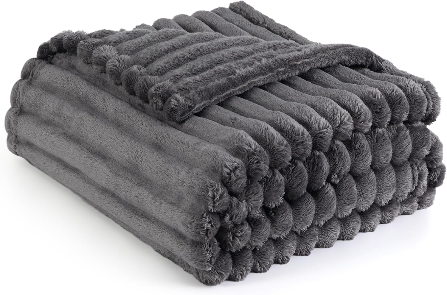 Bedsure Grey Fleece Blanket for Couch Super Soft Cozy