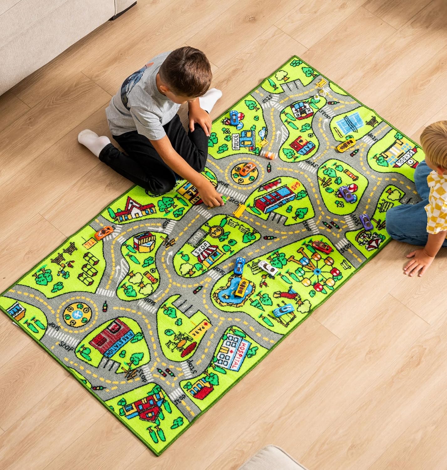 ToyVelt Car Rug for Kids – Educational Road Rug for