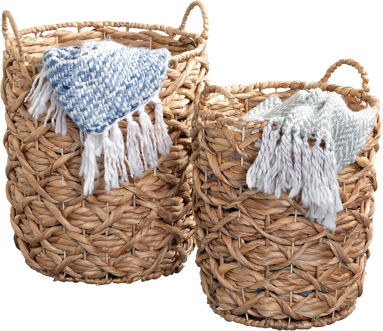 Honey Can Do Set of Round Decorative Wicker Baskets with H