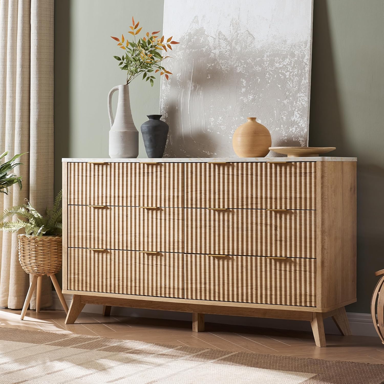 TTREAM Fluted Drawers Dresser, " Wide Modern Chest of